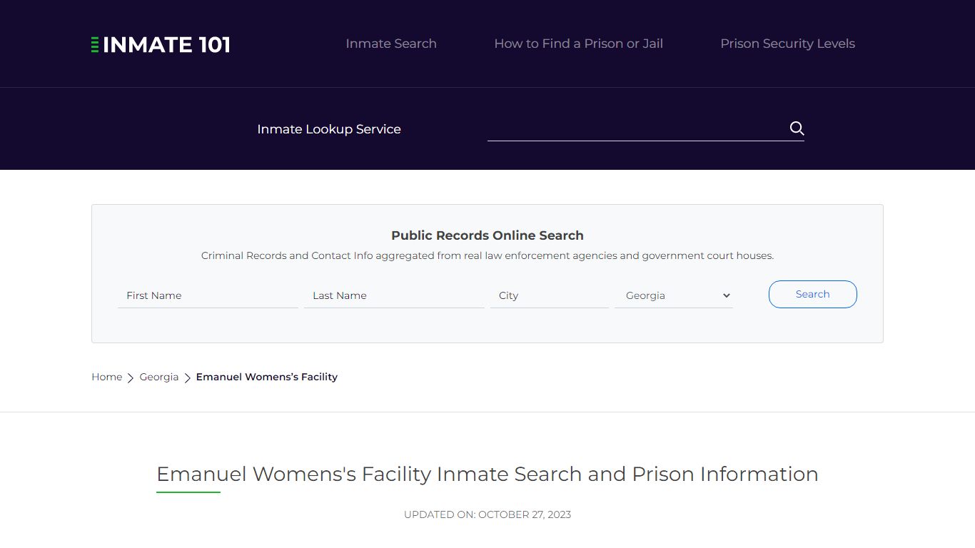 Emanuel Womens's Facility Inmate Search, Visitation, Phone no ...