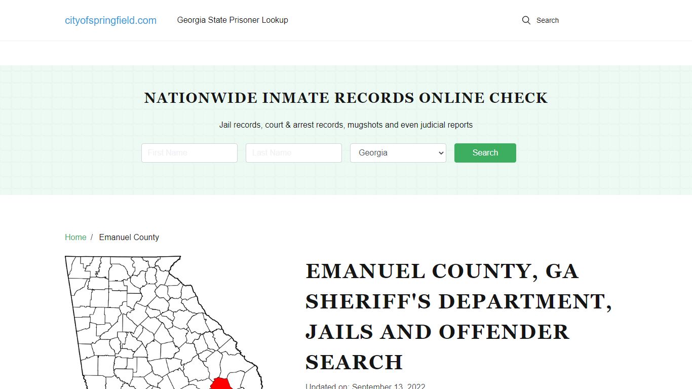 Emanuel County GA, Sheriff's Department, Jails and Offender Search